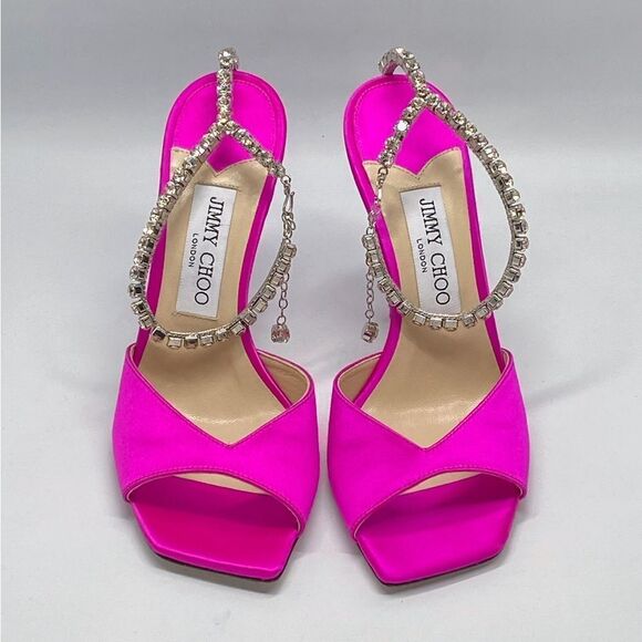 Jimmy Choo Saeda Satin Crystal Ankle-Strap Sandals size 38 - Picture 10 of 14